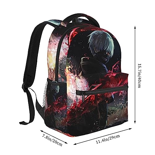 KEWRJFWA Anime Tokyo Ghoul Backpack Cartoon Bag Lightweight Canvas Couple Backpacks Unisex Office Travel Backpack