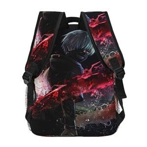 KEWRJFWA Anime Tokyo Ghoul Backpack Cartoon Bag Lightweight Canvas Couple Backpacks Unisex Office Travel Backpack