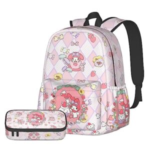 sysgie anime rabbit backpack with pencil case set large capacity pink cute backpacks work travel picnic bag gifts