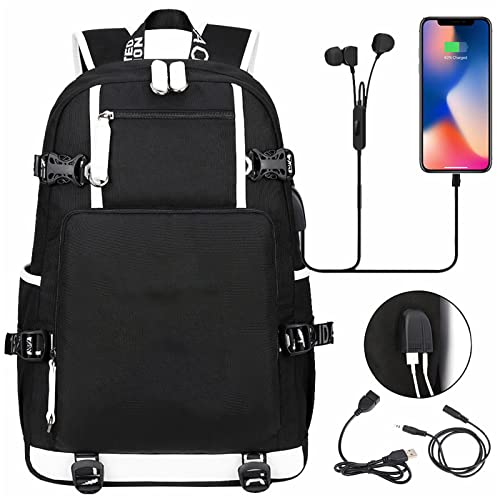 Piatek Teens Kylian Mbappe Daypack Waterproof Laptop Bag with USB Charging Port Graphic Canvas Knapsack