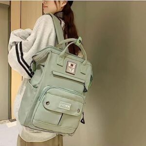 KAOBIO Cute Aesthetic Backpack Large Preppy Bookbags Light Academia Travel Daypack Laptop College Backpack For Women (Sage Green,One Size)