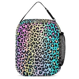 DTCCET 3PCS Multi-Colored Leopard Backpack Set, Stylish Laptop Bag Classic Leopard Daypack with Lunch Bags, Lightweight Shoulders Backpack with Multiple Pockets(Colorful Leopard)