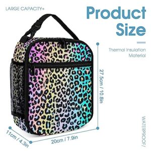 DTCCET 3PCS Multi-Colored Leopard Backpack Set, Stylish Laptop Bag Classic Leopard Daypack with Lunch Bags, Lightweight Shoulders Backpack with Multiple Pockets(Colorful Leopard)
