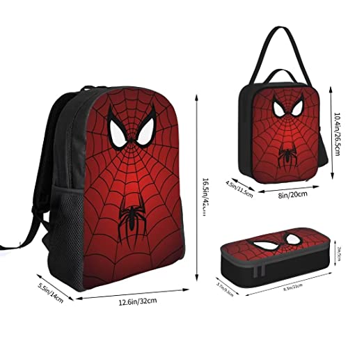 Kugahus Anime Backpack Set 3 piece - School Bag Daypack with Lunch Box And Pencil Case Set for Boys Girls - Travel Backpack For Men Women