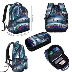 Game Backpack 2pcs Cartoon Bag Anime BookBag Casual Travel Bag - Blue