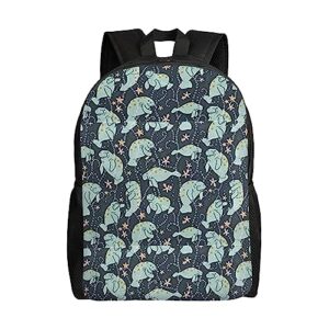 uniond manatee animals printed backpack lightweight laptop bag casual daypack for office outdoor travel