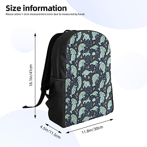 UNIOND Manatee Animals Printed Backpack Lightweight Laptop Bag Casual Daypack for Office Outdoor Travel