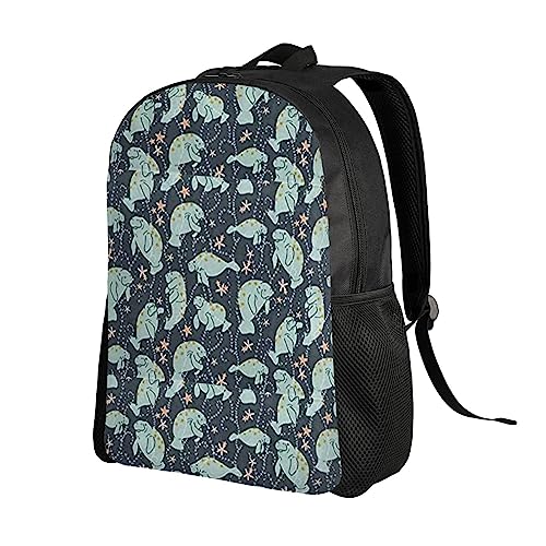 UNIOND Manatee Animals Printed Backpack Lightweight Laptop Bag Casual Daypack for Office Outdoor Travel