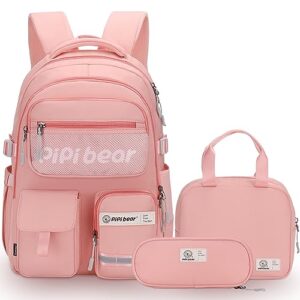 pipi bear girls backpack for school 15.6 inch laptop backpack teen girl college middle high elementary school kids backpacks bookbag