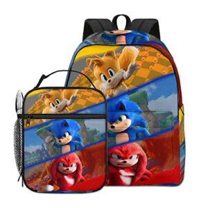 Cugefuo 2PC Boy Backpack and Lunch Bag 16in 3D Printed Cartoon Game Backpack Laptop Backpack with Lunch Box