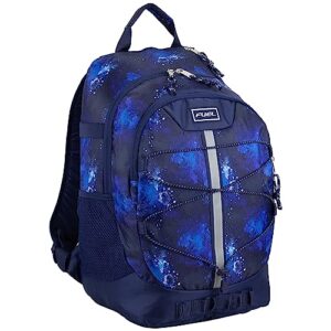 fuel 18” unisex backpack terra sport spacious dual compartment w/laptop sleeve and bungee for travel, college, work - dark blue galaxy