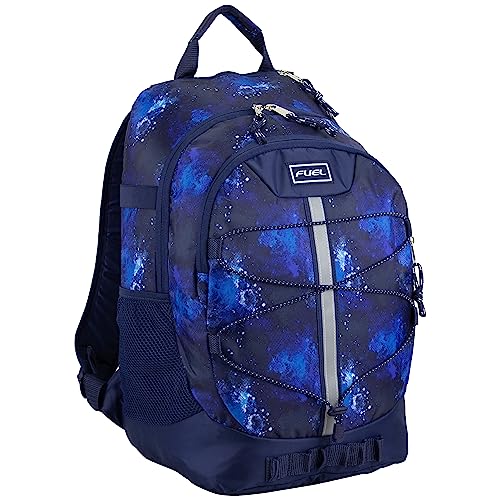 FUEL 18” Unisex Backpack Terra Sport Spacious Dual Compartment w/Laptop Sleeve and Bungee for Travel, College, Work - Dark Blue Galaxy