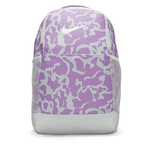 nike womens brasilia printed backpack light silver/rush fuchsia/white