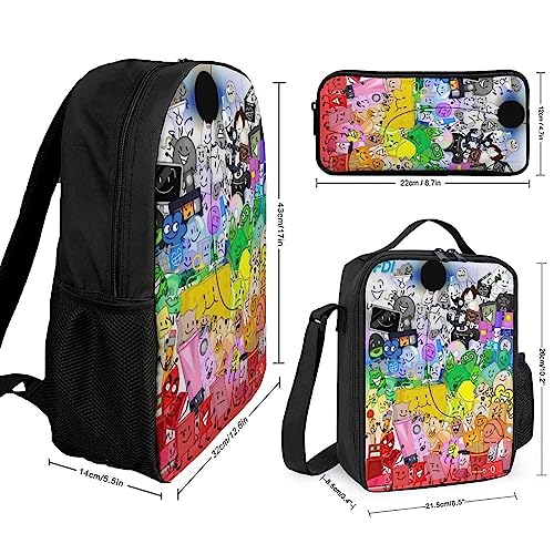 Hei Bai.JZQ Casual 3 in 1 Backpack Set Anime Bookbag With Lunch Box And Pencil Case