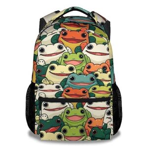 xaocnyx frog school backpack for girls boys, 16 inch colorful backpacks for kids age 10-12, novelty lightweight bookbag for travel
