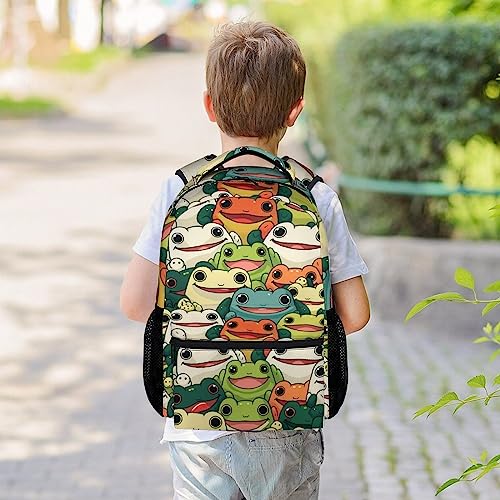 XaocNyx Frog School Backpack for Girls Boys, 16 Inch Colorful Backpacks for Kids Age 10-12, Novelty Lightweight Bookbag for Travel