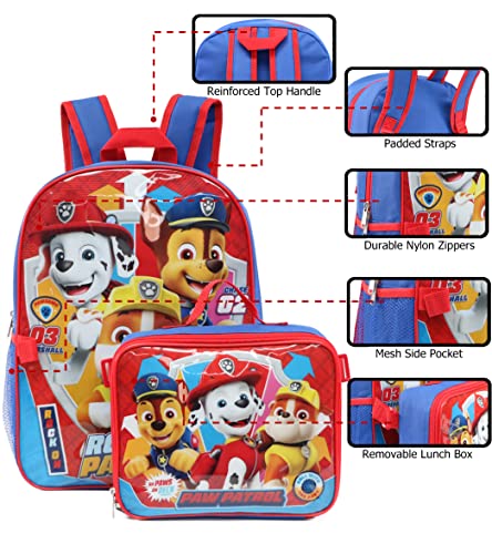 Nickelodeon Boys' Paw Patrol Backpack with Lunch (Chase Marshall Rubble)