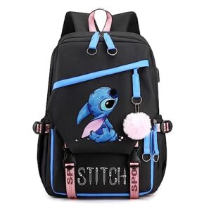 cusalboy 15.6 inch stylish computer backpack teens bag college school casual daypack with usb port business (black 3)