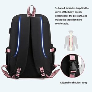 CUSALBOY 15.6 Inch Stylish Computer Backpack Teens Bag College School Casual Daypack With USB Port Business (black 3)