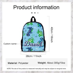 Glimmerday Custom Name Cartoon Dino Pink Green Backpack Personalized Daycare Bookbag Kindergarten Daypack for Girls Boys (Style 2)