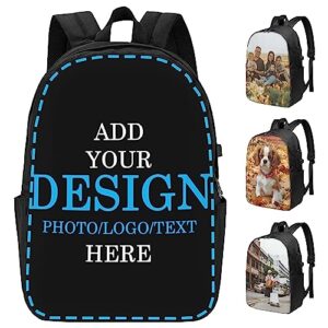 buxvhre custom backpack personalized men and women travel knapsack add your photo text logo customized laptop bag for work
