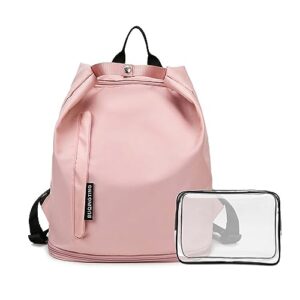 maytopia gym sports backpack for women men with shoe compartment & wet pocket water resistant small workout bag (pink)