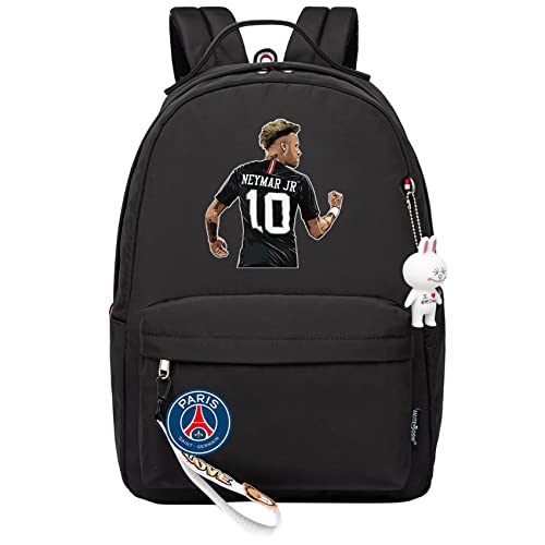 Waroost Unisex Neymar Canvas Bookbag,PSG Casual Laptop Knapsack Graphic Multifunction Daypack for Students