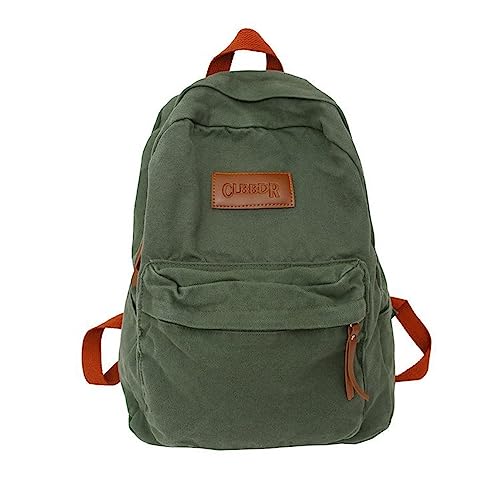 JHTPSLR Dark Academia Aesthetic Backpack Canvas Backpack Vintage Aesthetic Backpack Laptop Backpack Book Bags Casual Daypack (Dark Green)