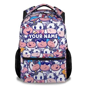 nicefornice custom cow print backpacks kids, 16 inch cute backpack for school, colorful lightweight bookbag for girls