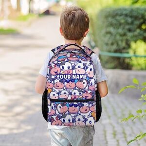 NICEFORNICE Custom Cow Print Backpacks Kids, 16 Inch Cute Backpack for School, Colorful Lightweight Bookbag for Girls