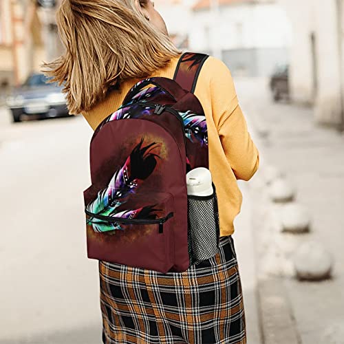 GUYOS Native American Colorful Feathers Backpack Laptop Casual Bookbag Double Shoulder Bags Business Daypack for College Travel Adults