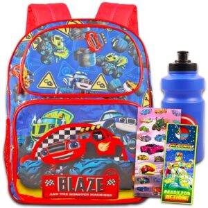 blaze and the monster machines backpack set - bundle with 16” blaze backpack, water bottle, stickers, more | blaze school supplies