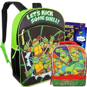 teenage mutant ninja turtles backpack with lunch box set - bundle with tmnt backpack for school, lunch bag, stickers, more | tmnt backpack for boys