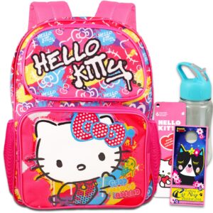 hello kitty backpack for girls set - bundle with 16” hello kitty backpack, water bottle, stickers, more | hello kitty backpack for school