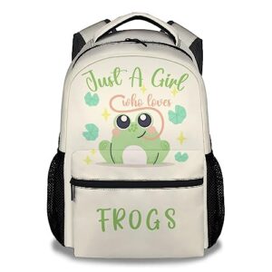 knowphst frog backpacks for girls boys, 16 inch cute backpack for school, green, large capacity, durable, lightweight bookbag for kids travel