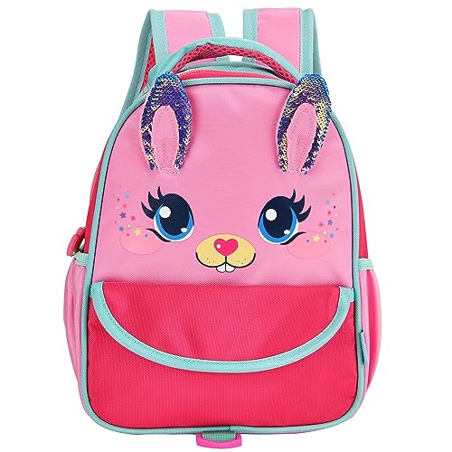 ONGLYP Toddler Backpack for Girls and Boys Ages 2-5,Waterproof Preschool Backpack for Kids,Cute Children Kindergarten Bookbag (Rabbit, Toddler Backpack(Ages 2-5))