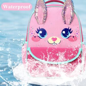 ONGLYP Toddler Backpack for Girls and Boys Ages 2-5,Waterproof Preschool Backpack for Kids,Cute Children Kindergarten Bookbag (Rabbit, Toddler Backpack(Ages 2-5))