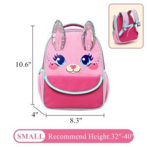 ONGLYP Toddler Backpack for Girls and Boys Ages 2-5,Waterproof Preschool Backpack for Kids,Cute Children Kindergarten Bookbag (Rabbit, Toddler Backpack(Ages 2-5))