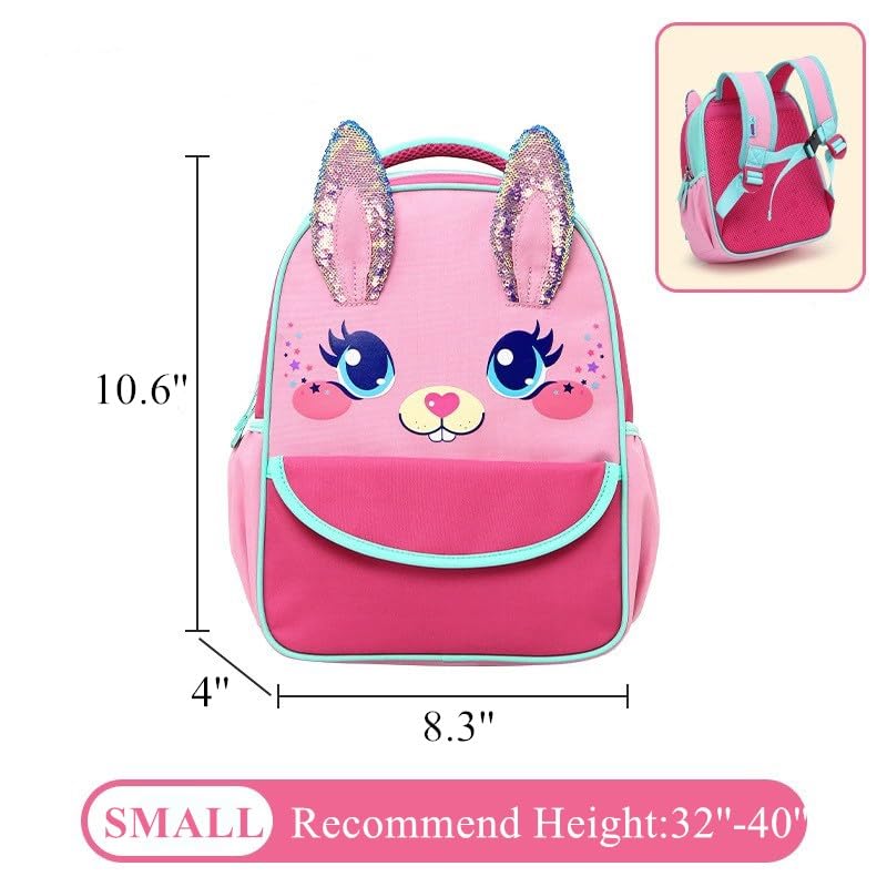 ONGLYP Toddler Backpack for Girls and Boys Ages 2-5,Waterproof Preschool Backpack for Kids,Cute Children Kindergarten Bookbag (Rabbit, Toddler Backpack(Ages 2-5))