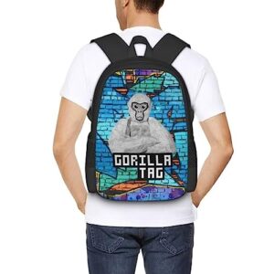 Gorilla Tag Backpack Cartoon Game Backpack Lightweight Durable Travel Backpack Laptop Backpack Monkey 3D Printed Casual Backpack Unisex Game Fan Gift