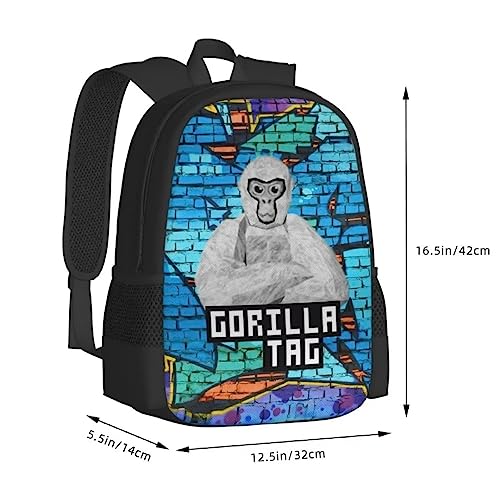 Gorilla Tag Backpack Cartoon Game Backpack Lightweight Durable Travel Backpack Laptop Backpack Monkey 3D Printed Casual Backpack Unisex Game Fan Gift