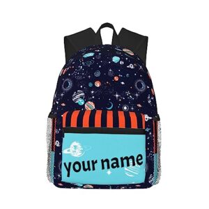 j&sbgft custom backpack for boys girls,personalized toddler backpack with name,customization space print kid school backpack cute bookbag 15in