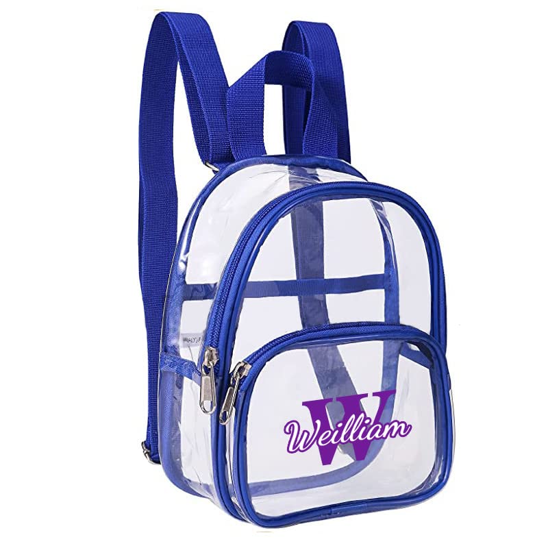 Smentey Personalized Clear Backpack|Custom Name Backpacks See Through Backpack Clear Backpack Optional Backpack Color Personalized Backpack Gifts For Her/Him (9 * 7.5 * 2.8inch,style 7-Mini Backpack)