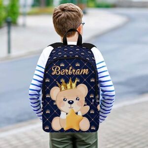 M YESCUSTOM Custom Boys Girls Backpack with Name Personalized Animal School Bookbag Blue Toddler Kids Backpack Casual Laptop Daypack, Backpack to School Gifts for Boys Girls