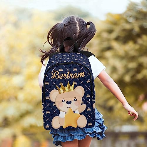 M YESCUSTOM Custom Boys Girls Backpack with Name Personalized Animal School Bookbag Blue Toddler Kids Backpack Casual Laptop Daypack, Backpack to School Gifts for Boys Girls