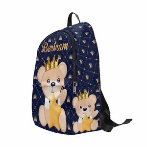 M YESCUSTOM Custom Boys Girls Backpack with Name Personalized Animal School Bookbag Blue Toddler Kids Backpack Casual Laptop Daypack, Backpack to School Gifts for Boys Girls