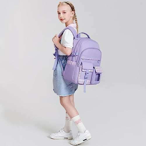 abshoo Kids Backpack For School Girls Kindergarten Elementary Bookbag School Bag (Purple)