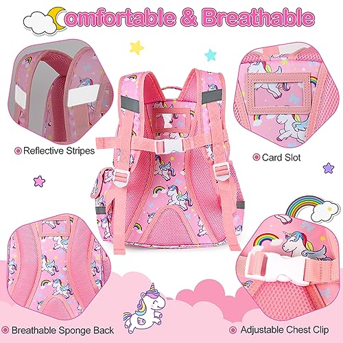 Ceadyxiao Unicorn Toddler Backpack for Girls 4-6 | Preschool Rainbow Backpack For Girl | Pink Kindergarten School Book Bag | Adjustable Padded Straps & Loop for Lunch Bag