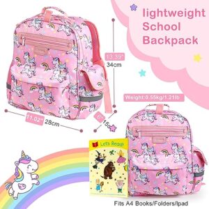 Ceadyxiao Unicorn Toddler Backpack for Girls 4-6 | Preschool Rainbow Backpack For Girl | Pink Kindergarten School Book Bag | Adjustable Padded Straps & Loop for Lunch Bag