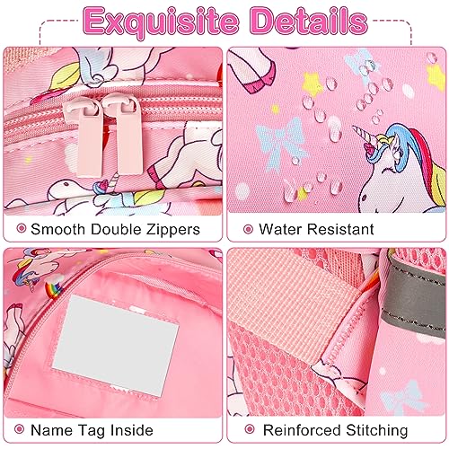 Ceadyxiao Unicorn Toddler Backpack for Girls 4-6 | Preschool Rainbow Backpack For Girl | Pink Kindergarten School Book Bag | Adjustable Padded Straps & Loop for Lunch Bag